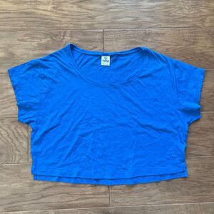 PINK Victoria's Secret T-Shirt Size XS Blue Boxy Oversized Crop Top Short Sleeve